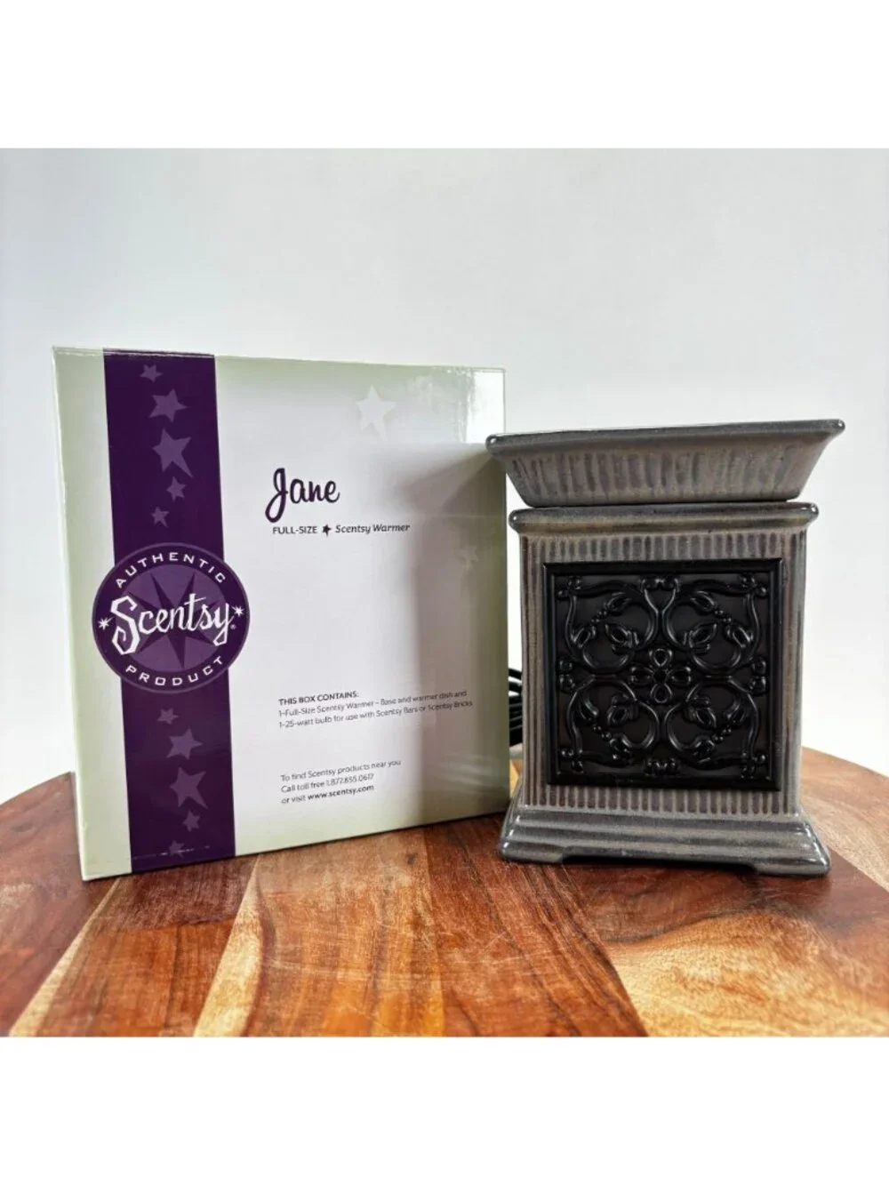 Scentsy Jane Full-Size Warmer Ceramic Wrought Iron Electric Wax w Box - Retired